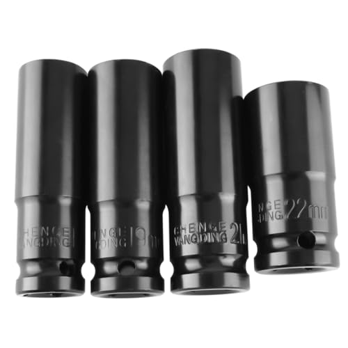 Drive Deep Impact Socket Kit Bacho Sockets Set metrisch 1/2 Zoll 17-22 mm schwarzer 4pcs Impact Socket Set von Hperu