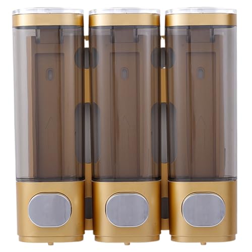 Duschseife-Spender, Shampoo und Conditioner-Spender 3 Kammer 300 ml Duschseife Seifenspender Keine Bohrmauer-Wall-Shampoo-Halter Körperwaschspender für Badezimmer Golden von Hperu