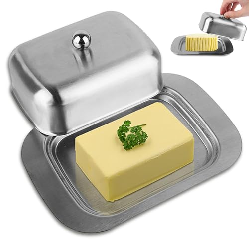 Edelstahl Buttergericht elegant mit Deckel Dessert Schüssel Käse Brotbox Abdeckung mit Griff für Heimküchendekor, Buttergericht mit Deckel Edelstahl Buttergericht elegant mit Deckel Dessert Schüssel Käse Brotbox Abdeckung mit Griff für Heimküchendekor, Buttergericht mit Deckel von Hperu
