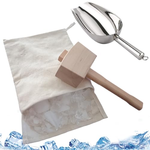 Eisbrecher für den Heimgebrauch, Ice Hammer und Beutel mit Ice Scoop 3pcs/Set Food Grade Manual Ice Crusable Professioneller Eisbrecher für Hausgebrauch Party Bartending von Hperu