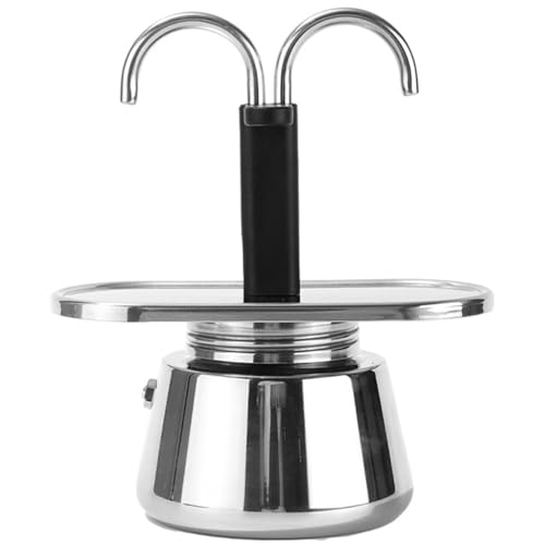 Espresso -Hersteller, 2 Tasse Doppelausguss Edelstahl -Herd Espresso -Hersteller, einfach zu bedienen, Kaffee schnell zu Hause machen, für das Camping im Freien im Freien, Kaffeetöpfe Herd Top von Hperu