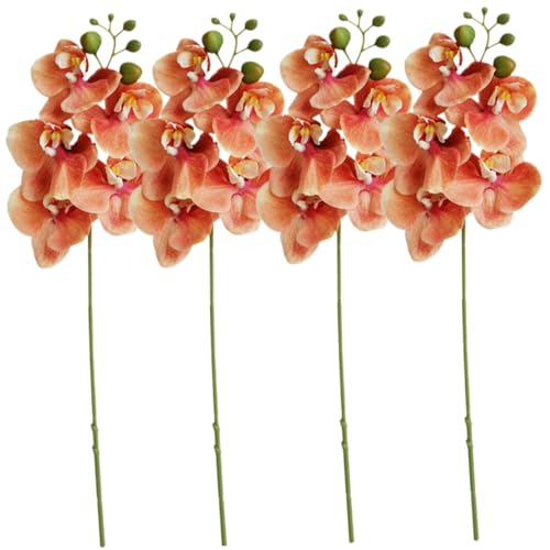 Fake Orchid 4pcs Orchideen künstliche Blumen 17,7 Zoll realistische falsche Orchidee 5 Blumenköpfe Faux Orchideen Stängel Künstliche Orchideen, die echt für Vase Wedding Party Gartendekoration ausseh von Hperu