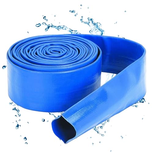 Flachschlauchpool -Entladungsschlauch 2 Flexibler blaues PVC Flach 26 Fuß Länge Wasserpumpe Entladungsrohr für Pumpe Download Wasser und Bewässerung, 2 flexible PVC -Rohre von Hperu