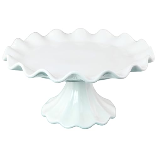 Footed Bowl Cake Podest Ständer, 7, 5 Keramikfußschale, kleine, gekräuselte Obstplatte, Kuchenausstellungsstand für Geburtstagsfeiertagsfeier, Sockel von Hperu