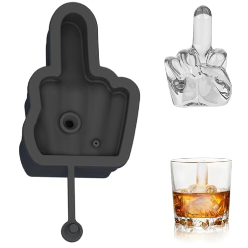 Große Eiswürfelformen Silikon Eiswürfel Formen Middle Finger Easy Release Lecksof wiederverwendbarer Eiswürfel Eiswürfel Formen ideal für Whisky, Kaffee lustige Mittelfinger Geschenke (schwarz) von Hperu