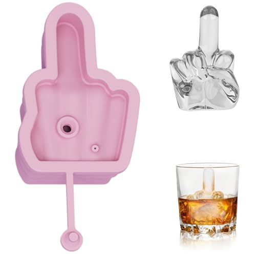 Große Eiswürfelformen Silikon Eiswürfel Formen Middle Finger Easy Release Lecksof wiederverwendbarer Eiswürfel Eiswürfel Formen ideal für Whisky,Kaffee lustige Mittelfinger Geschenke (Stil 2) von Hperu