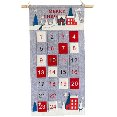 Hanging Adventskalender mit 24 Taschen Filzkalender 2025 Festliches Muster leer DIY wiederverwendbar für Home School Office Hanging Adventskalender mit 24 Taschen Filzkalender 2025 Festliches Muster leer DIY wiederverwendbar für Home School Office von Hperu