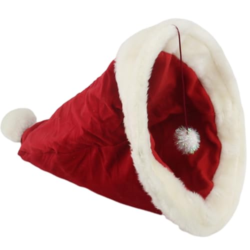 Hperu 1 Set bedeckte Katzenbett Katze Schlafsack 360 ° Wrap Santa Hat Styles Plüsch Winter Schlafsack für Burrow Nickerchen Versteck Hperu 1 Set bedeckte Katzenbett Katze Schlafsack 360 ° Wrap Santa Hat Styles Plüsch Winter Schlafsack für Burrow Nickerchen Versteck von Hperu