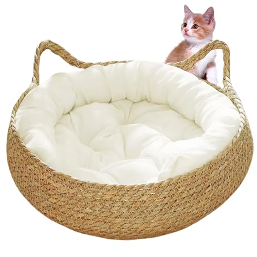 Hperu 15 x 5 Zoll 2-in-1-Katzenkörbe Bett für Innenkatzen mit weichem Kissen Kratzfeste, gemütliche runde Weidenkätzchenbett gewebt Hperu 15 x 5 Zoll 2-in-1-Katzenkörbe Bett für Innenkatzen mit weichem Kissen Kratzfeste, gemütliche runde Weidenkätzchenbett gewebt von Hperu