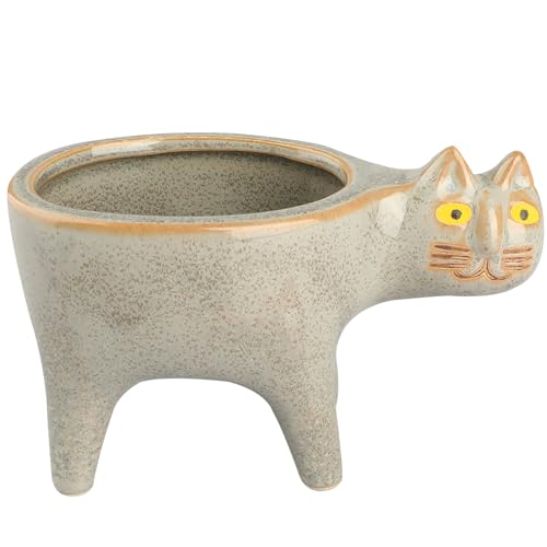 Hperu 1pcs Keramikkatze Form Tierpflanzentopf, Sukkulente Topf Pflanzenbehälter Blume Pot Home Dekoration Grau Grau von Hperu