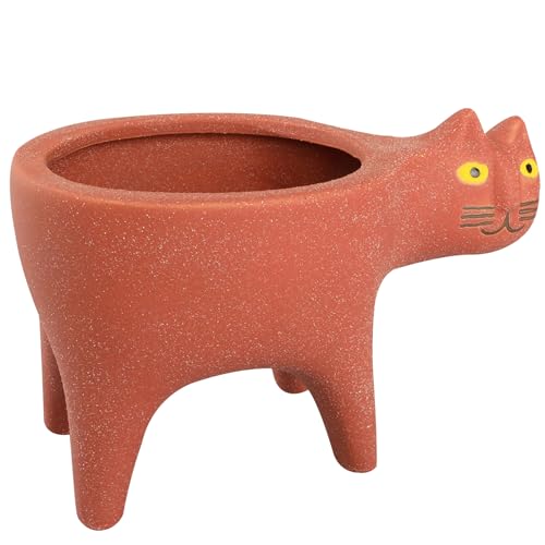 Hperu 1pcs Keramikkatze Form Tierpflanzentopf, Sukkulente Topf Pflanzenbehälter Blume Pot Home Dekoration braun von Hperu