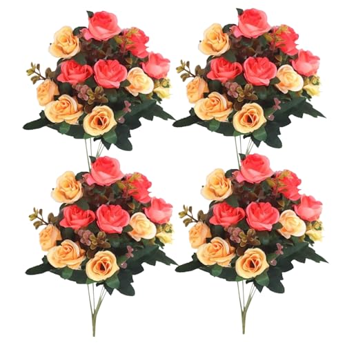 Hperu 4 Bündel Friedhofsblumen für Grab, Orange Cemetery Blumen für Grab, falsche Rosen künstliche Blumen für Gräber 12 Blumenköpfe Seidengedenkblumen für Grab, künstliche Blumen 11.8 Hperu 4 Bündel Friedhofsblumen für Grab, Orange Cemetery Blumen für Grab, falsche Rosen künstliche Blumen für Gräber 12 Blumenköpfe Seidengedenkblumen für Grab, künstliche Blumen 11.8 von Hperu