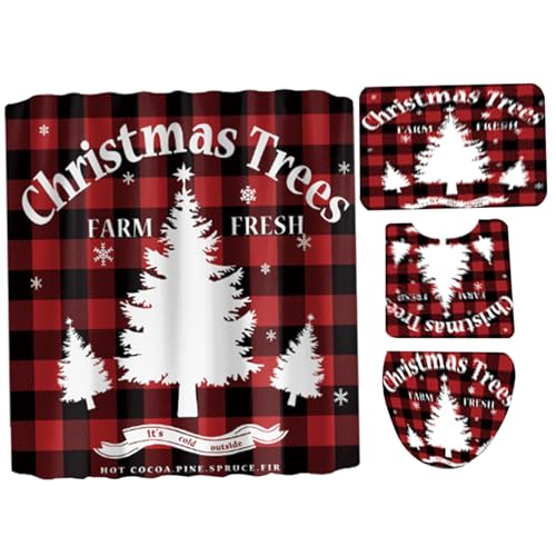 Hperu 4pcs Weihnachtsbadesets, umfasst 71 x 71 Zoll wasserdicht Hperu 4pcs Weihnachtsbadesets, umfasst 71 x 71 Zoll wasserdicht von Hperu
