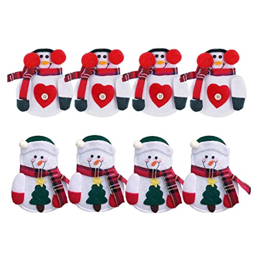 Hperu 8pcs Weihnachtstabellhalter, Schneemann -Design -Bestecktaschen und Gabel Cover - Party -Tischdekoration, Weihnachts -Bestecktasche von Hperu