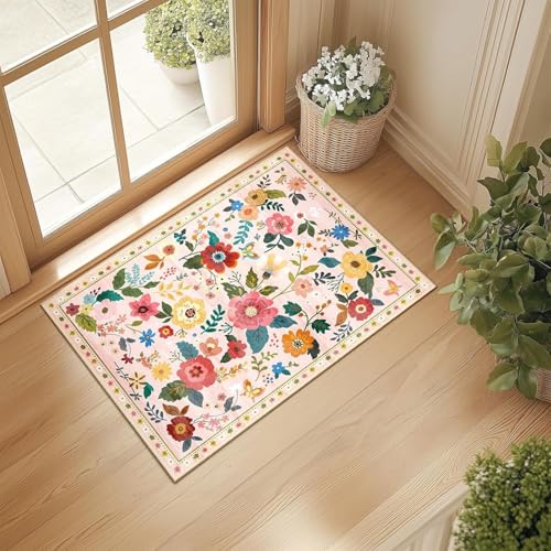 Hperu Blumenentürmatte 2x3ft Buntes Kristall Samt Frühlingstür mit Nicht rutschem Boden für die Eingangsküche der Eingangsflure, Frühlingsküche Teppiche Hperu Blumenentürmatte 2x3ft Buntes Kristall Samt Frühlingstür mit Nicht rutschem Boden für die Eingangsküche der Eingangsflure, Frühlingsküche Teppiche von Hperu