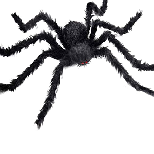Hperu Halloween Giant Spider Dekorationen, 90 cm große Schwarze Spinnenbeine für Kinder Jungen gefälschte realistische haarige Spinnenrucksack -Rucksack All Saints Day Dekor von Hperu