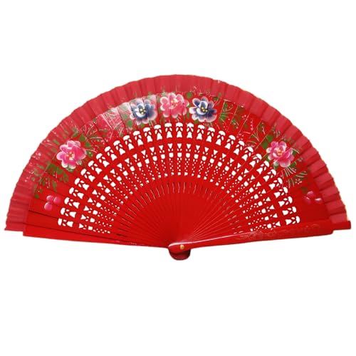 Hperu Klapper Handlüfter, Handlüfter Chinesischer Handlüfter Red Holzlüfter mit Blumenmustern auf beiden Seiten für Cheongsam-Tanz-Tanz-Party-Home-Dekoration und Geschenk von Hperu