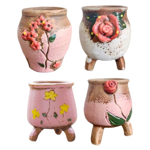 Hperu Kleine saftige Töpfe, 4pcs süße saftige Töpfe, Keramik Kleiner Pflanzer, dekorative Pflanze für Innengarten Wohnkultur, dekorative Pflanze von Hperu