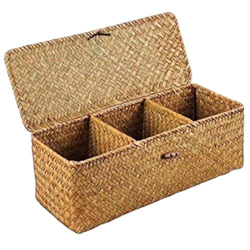 Hperu Korbkorb mit Deckel, Lagerkörbe mit Deckel, Seegras -Aufbewahrungskörbe, Kleiner Korbkorb, Korbkorb, Toilettenrollenkorb, gewebter Lagerkorb mit Deckel von Hperu
