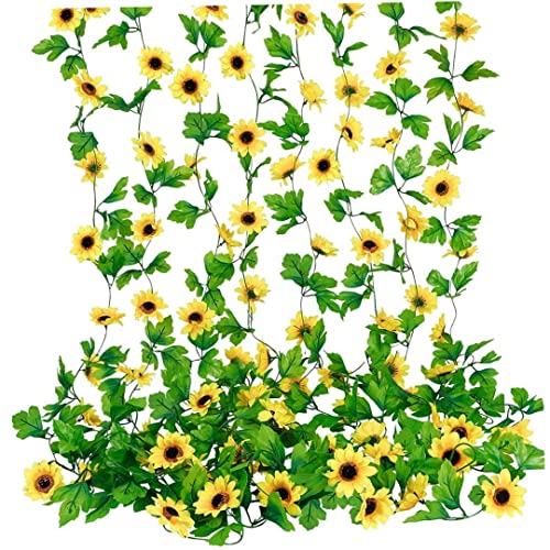 Hperu Künstliche Sonnenblumengirlande 8pcs künstliche Sonnenblumengirlanden, 2,4 m Faux Seidengelb Sonnenblumenreben mit grünen Blättern für Hochzeitsbogendekorationen Hperu Künstliche Sonnenblumengirlande 8pcs künstliche Sonnenblumengirlanden, 2,4 m Faux Seidengelb Sonnenblumenreben mit grünen Blättern für Hochzeitsbogendekorationen von Hperu