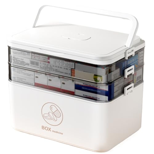 Hperu Medizinspeicherbox, klare Kunststoffmediziner Organisator Box für Schrank 3-stufig verteilte Erste-Hilfe Hperu Medizinspeicherbox, klare Kunststoffmediziner Organisator Box für Schrank 3-stufig verteilte Erste-Hilfe von Hperu