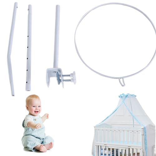 Hperu Moskitonetz-Ständer, ansteckbarer Krippen-Himmelhalter, Verstellbarer Babybett-Himmelständer, Metall-Ständer für Stubenwagen, universeller Krippennetz-Halter für Kinderzimmer und Schlafzimmer von Hperu