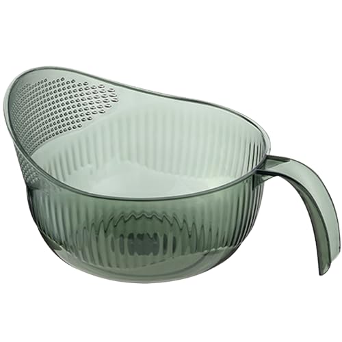 Hperu Plastik Reiswaschmaschine, Reisscheibesieb mit feinen Löchern und Obstwaschschale zum Reinigen von Obst, Gemüse (grün) 9x5 Zoll von Hperu