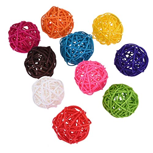 Rattan Balls Bird Toy Shoteet Kaut Spielzeug Haustier Käfig Bite Ball DIY Dekor 10pcs zufällige Farbe Papagei Cage Rattan Ball Spielzeug von Hperu