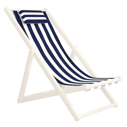 Hperu Slingstuhl Ersatzstoff Stoff Terrasse Stuhl Ersatzstoff, 45x17 Klappstuhl Ersatzstoff mit Kissenbezug, Jede Terrasse Stuhl Schlinge Ersatz, Blaue und weiße Streifen von Hperu