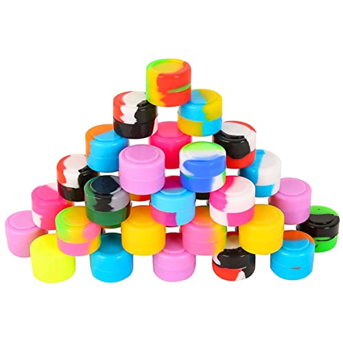 Hperu Wachs-Silikonbehälter Nicht-Stick 3ml Lebensmittelqualität Aufbewahrungsgläser für DAB ätherische Ölkonzentrat Lippenbalsam Zufällige Farbe 50pcs Speicherbox von Hperu
