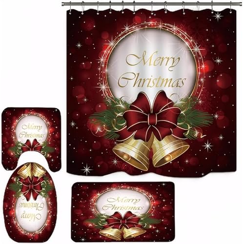 Hperu Weihnachtsduschvorhang Set, waschbare weiche Nicht -Schlupf -Vorhänge mit Cartoonmustern - Badezimmerdekor für Zuhause, Weihnachtsvorhänge Hperu Weihnachtsduschvorhang Set, waschbare weiche Nicht -Schlupf -Vorhänge mit Cartoonmustern - Badezimmerdekor für Zuhause, Weihnachtsvorhänge von Hperu