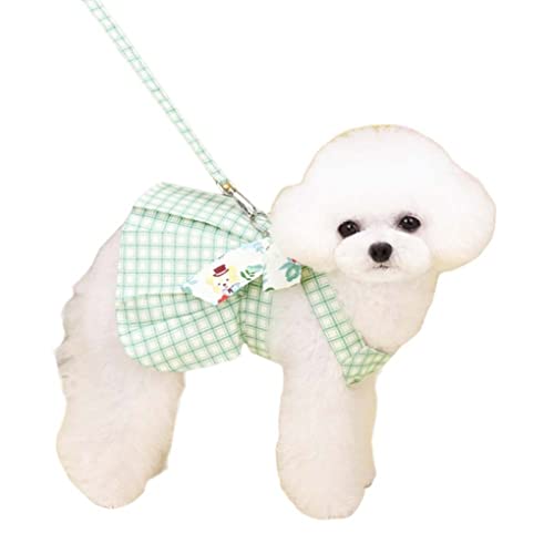Hundeplaidkabelgurt Leine Set süßer Bowknot Welpenrock Sommer Haustierkleidung für kleine mittelgroße Hund l von Hperu