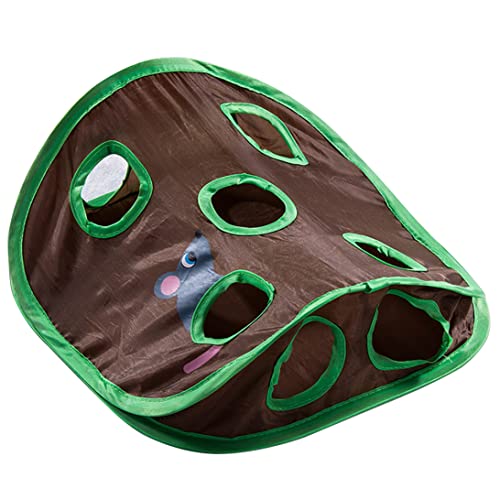Hperu Katzen interaktive Spielzeugmatte mit Löchern Katzen 9 Löcher Tunnel Spielzeugkatze Aktivität Spiele Matte faltbares Training Kratzen für Pet Cat Matte mit Löchern von Hperu