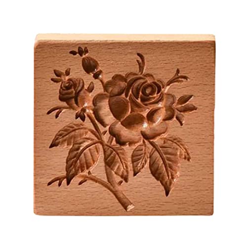 Keksform Keksform DIY Biscuit Backform Holz 3D Blumenpresse Stempel für Party Hochzeitsblume, Holz Backform von Hperu