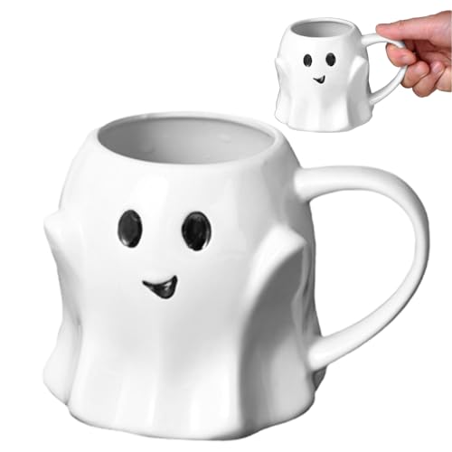 Keramik -Geisterbecher mit Handgrip, 440 ml süße Cartoon Halloween Kaffeetasse, hitzebeständiges Geschenk für Kinder und Erwachsene von Hperu