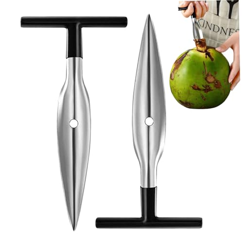 Kokosnussöffnungswerkzeug 2pcs Kokosnussöffner Edelstahl Kokosnussöffner Werkzeug, 6.4x3.2 Kokosnuss -Werkzeug einfach zu verwenden Kokosnuss -Werkzeug für junge thailändische grüne frische Kokoswa von Hperu