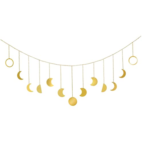 Mondgirlande, Mondphase Wand Hängende Dekor Girlande Monde Hängende Kunst Ästhetische Dekoration Mädchen Zimmer Banner für Home Apartment Office, Party Geburtstagsgeschenk (Gold) von Hperu