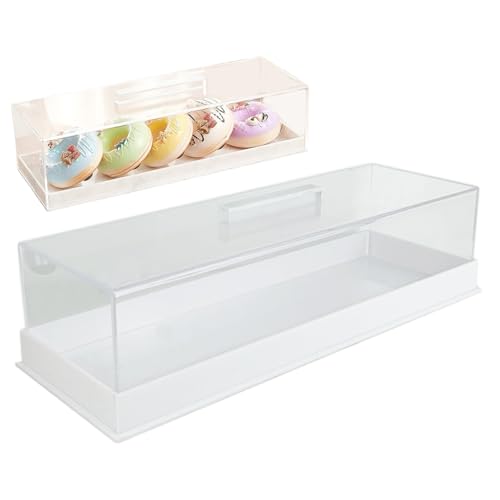Rechteck-Kuchenständer, 14x5x4 Acryl-Servierschale mit klarem Deckel & Griff, mehrsterbenutzter Donut-Stand für Cupcakes, Brot, Kekse, Früchte, Kuchen mit Deckel von Hperu