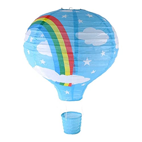 Regenbogen Heißluftballon Deckenleuchte mit Papierlaterne Schatten für Schul- und Einkaufszentren Hängende Dekoration Regenbogen blaue Luftlampen Regenbogen Heißluftballon Deckenleuchte mit Papierlaterne Schatten für Schul- und Einkaufszentren Hängende Dekoration Regenbogen blaue Luftlampen von Hperu