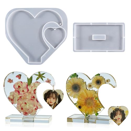 Resin Moulds Silicone 2PCS 3D Heart Photo Frame Resin Moulds Love Shape Photo Stand Mould Picture Frame Decorations picture frame mould von Hperu