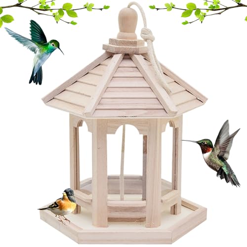 Vogelfutterhäuschern, hölzerne Vogelhäuschen wasserdichtem Vogel Tisch mit abnehmbarem Dach natürlicher Garten Bird House Feeder Dekorative Holz Vogel Tisch für Vogelliebhaber Geschenk von Hperu
