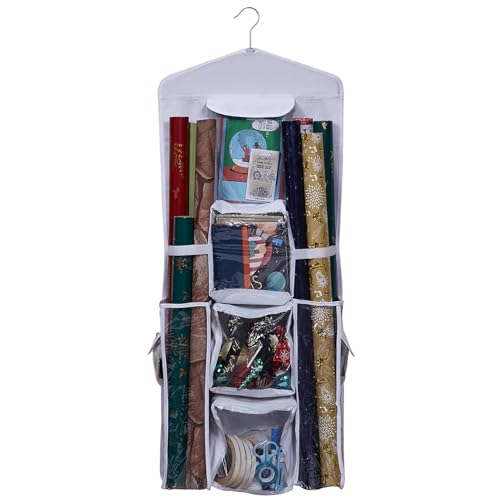 Wanderlagerorganisator: 40x16 Zoll doppelseitigem Verpackungspapier Speicher, klare Taschen hängende Handwerksverpackungsrollenbehälter von Hperu