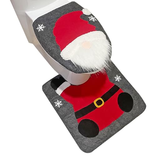 Weihnachts -Toilettensitz -Cover & Teppich Set, gesichtslose Weihnachtsmann -Cartoon -Dekor - Nicht gewebter Badezimmerset für Zuhause, Hotel, Mall Weihnachts -Toilettensitz -Cover & Teppich Set, gesichtslose Weihnachtsmann -Cartoon -Dekor - Nicht gewebter Badezimmerset für Zuhause, Hotel, Mall von Hperu