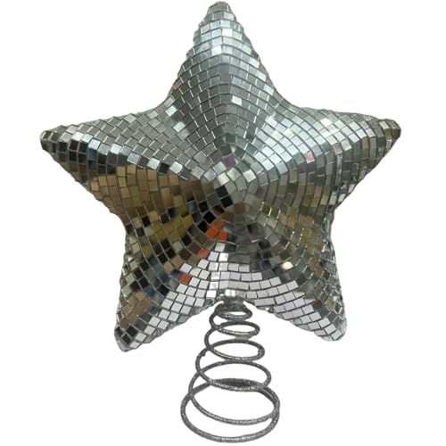 Weihnachtsbaumtopper Star Disco Mirror Star Tree Toper Reflektierende Dekoration für Weihnachtsoberflächen, Topper von Hperu
