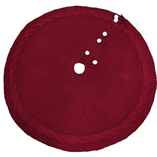 Weihnachtsdekorationen für Baum Weihnachtsbaumrock Kabel gestrickt dick rustikal Weihnachtsfeiertagendekoration rot von Hperu