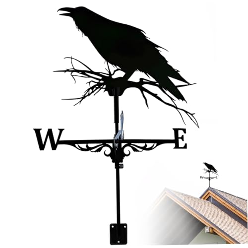 Hperu Wetterschaufel, Vintage tierische Eisen Wind Vane, Wetterresistente Krähendekor, weit verbreitete Weathervane für Hofdachbauernhaus Scheune Terrasse Außens Hperu Wetterschaufel, Vintage tierische Eisen Wind Vane, Wetterresistente Krähendekor, weit verbreitete Weathervane für Hofdachbauernhaus Scheune Terrasse Außens von Hperu