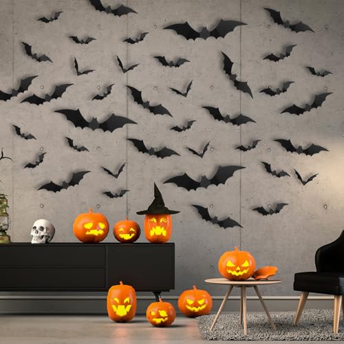 120 Stück Halloween Fledermaus Deko Wandaufkleber in 4 Größen Wasserdichtes PVC Halloween Deko Gruseliges Schwarzes Fledermäuse Dekos Abnehmbares Fledermaus DIY Halloweens Dekos Set für Fensterdeko 120 Stück Halloween Fledermaus Deko Wandaufkleber in 4 Größen Wasserdichtes PVC Halloween Deko Gruseliges Schwarzes Fledermäuse Dekos Abnehmbares Fledermaus DIY Halloweens Dekos Set für Fensterdeko von Hpmjz