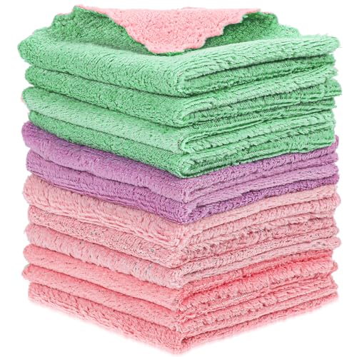 Hpmjz 12 Stück Mikrofasertücher Mikrofaser Reinigungstücher Lappen Putztücher Fenster Tuch Mikrofasertücher Geschirrtücher für Auto Küche Haus fusselfrei kratzfrei saugfähige 25x25 cm von Hpmjz