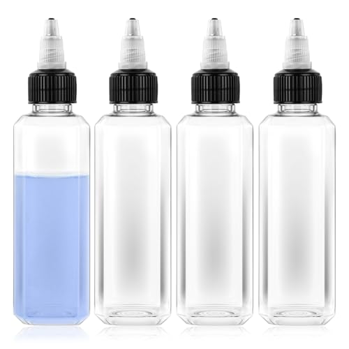 Hpmjz 4 Stück Squeeze Flasche Auslaufsichere Quetschflaschen Ölspender Flaschen Mehrzweck kleine Klare Squeeze Plastikflaschen Soßenflaschen mit Schraubdeckel für Flüssige Gewürze Sauce Öl Essig von Hpmjz