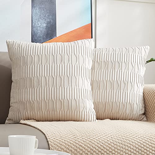 Hpocipo 2er Set 50 x 50 cm Kissenbezüge Samt Soft Moderne Kissenhüllen Dekorativ Zierkissenbezug Weicher Sofakissen Dekokissen für Wohnzimmer Sofa Schlafzimmer Dekor Beige von Hpocipo